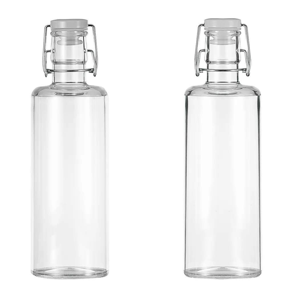 Flasche "Quader" mit weißem Deckel